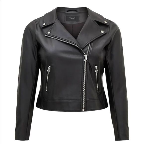 TORRID BLACK MOTO JACKET - FAUX LEATHER NEW WITH TAG SIZE 3 (22-24) - Picture 1 of 1